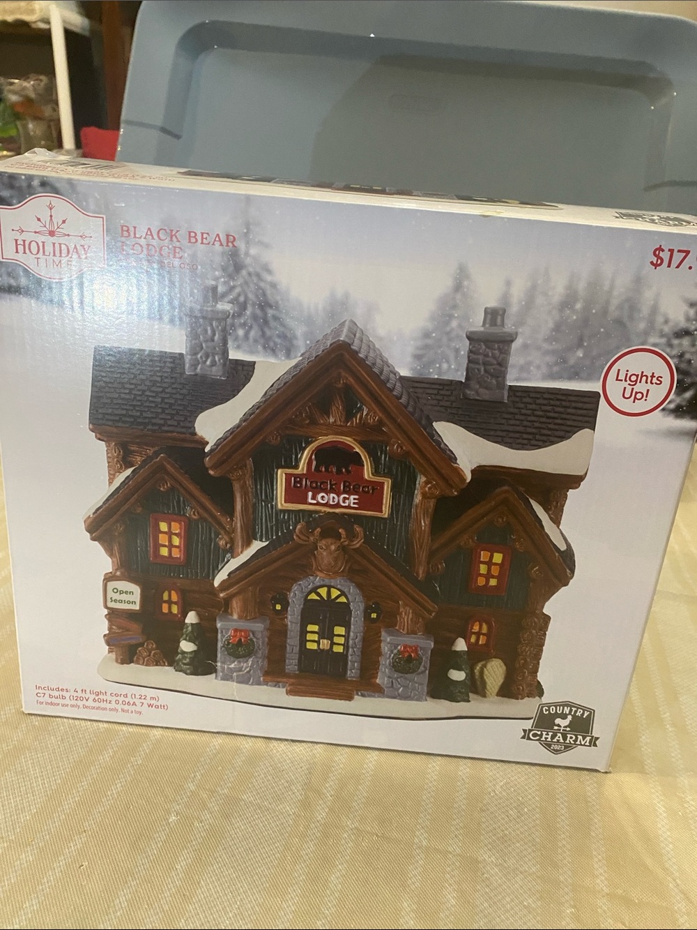 Holiday Time Brown Black Bear Lodge Light-Up Decorative Cabin